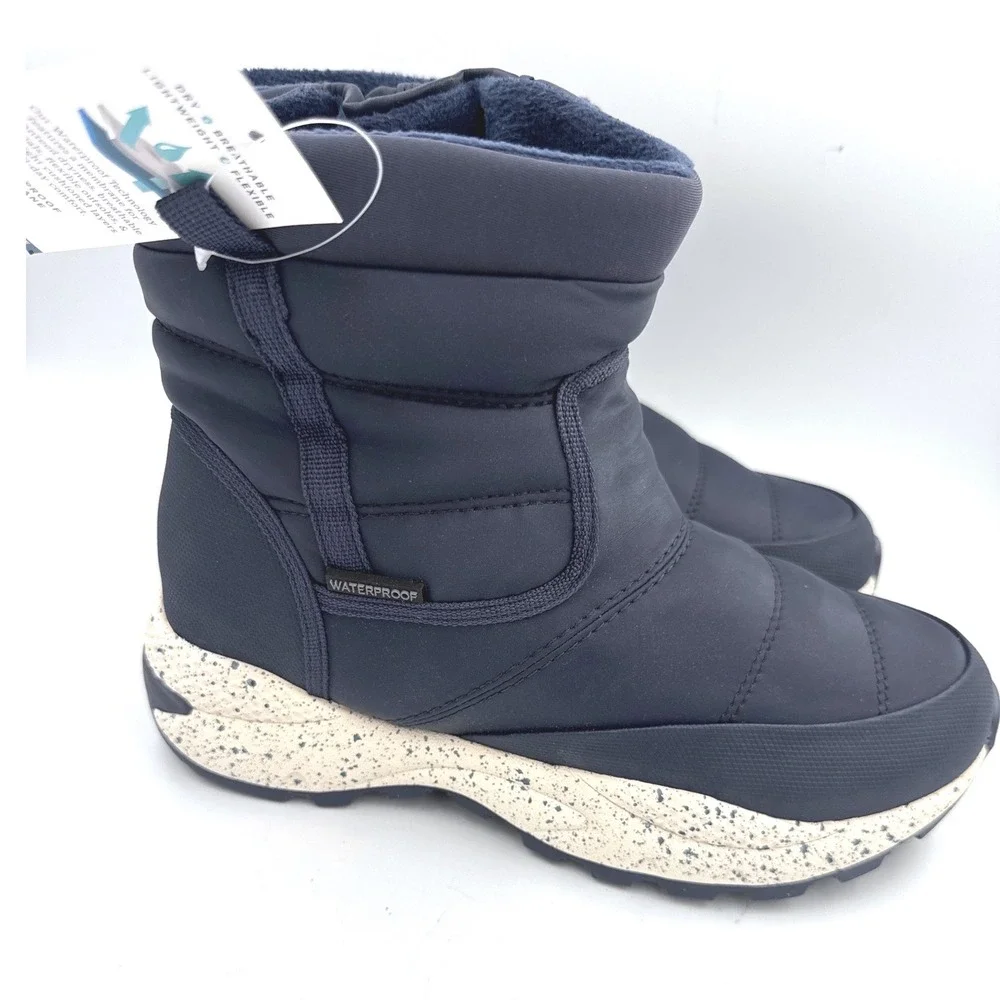 Baretraps NWT Womens Darra Boots 6.5 Navy Waterproof Faux Fur Winter Snow